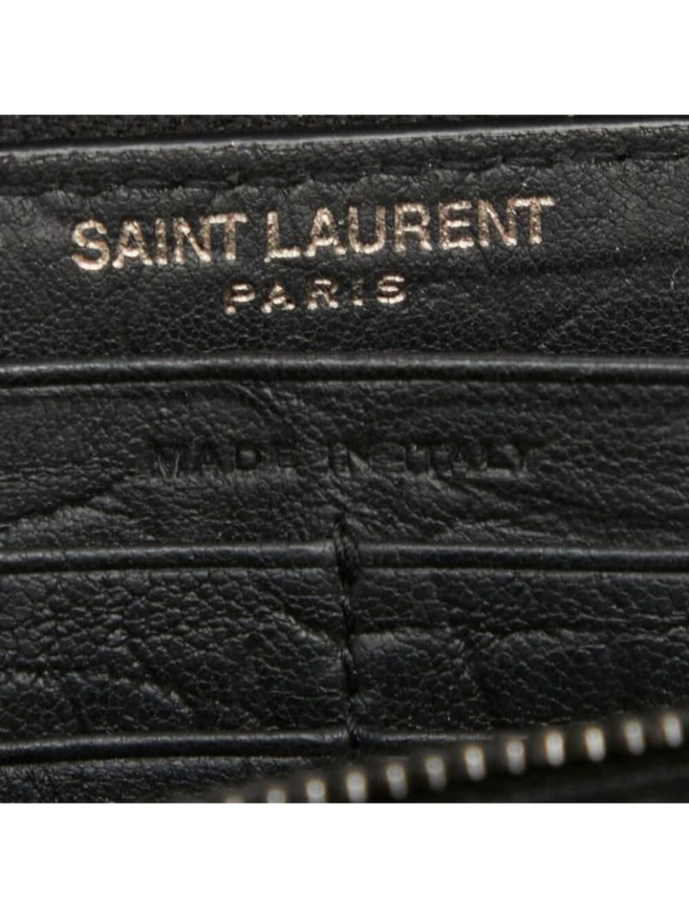 Saint Laurent YSL Logo Embossed Cassandra Round Zip Wallet Black Leather - Picture 9 of 10